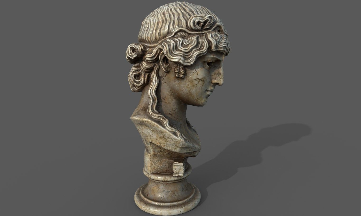 bust of Greek male - Antinous Mondragone Scan  Low-poly 3D model_18