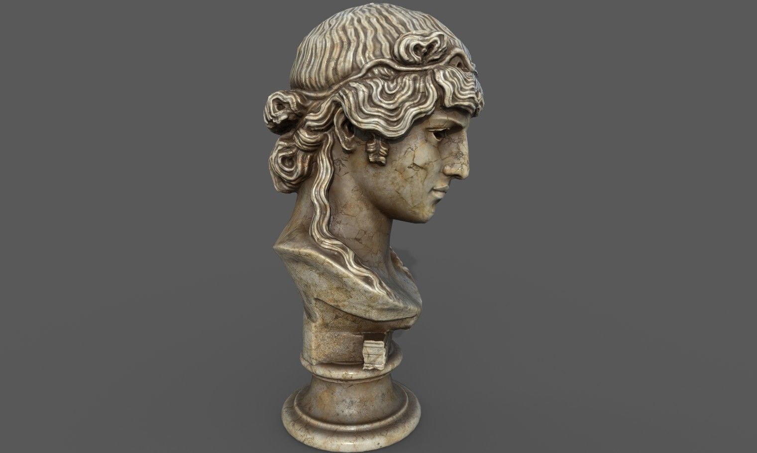 bust of Greek male - Antinous Mondragone Scan  Low-poly 3D model_13