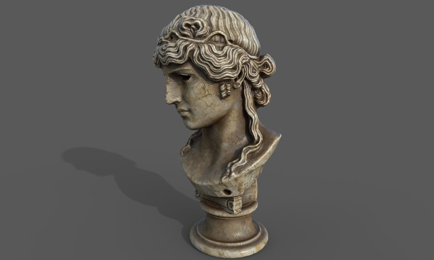 bust of Greek male - Antinous Mondragone Scan  Low-poly 3D model_14
