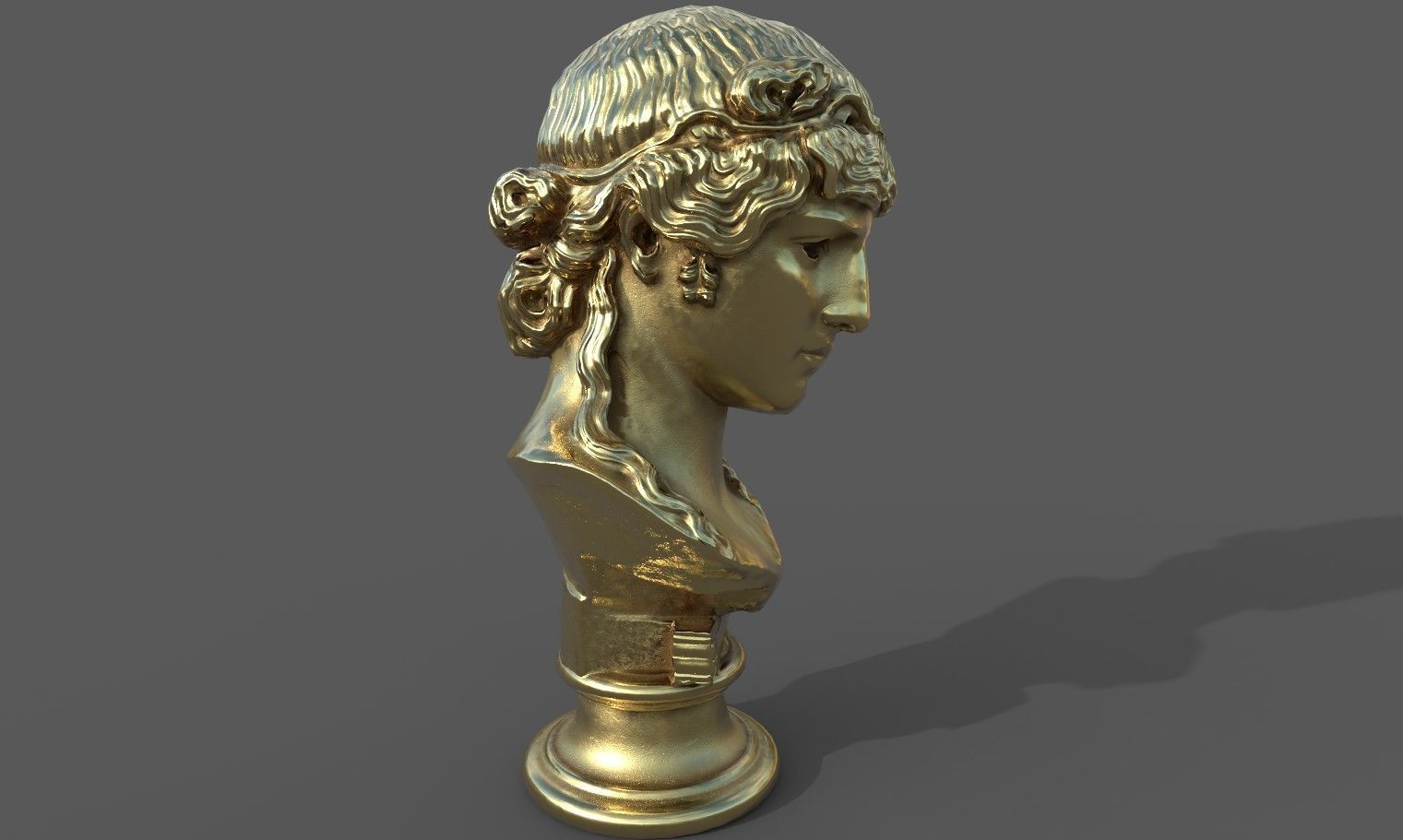 bust of Greek male - Antinous Mondragone Scan  Low-poly 3D model_39