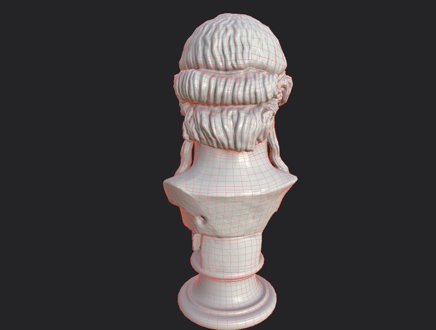 bust of Greek male - Antinous Mondragone Scan  Low-poly 3D model_43