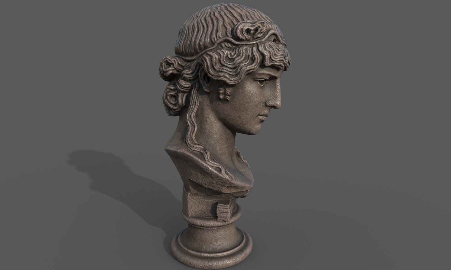 bust of Greek male - Antinous Mondragone Scan  Low-poly 3D model_10