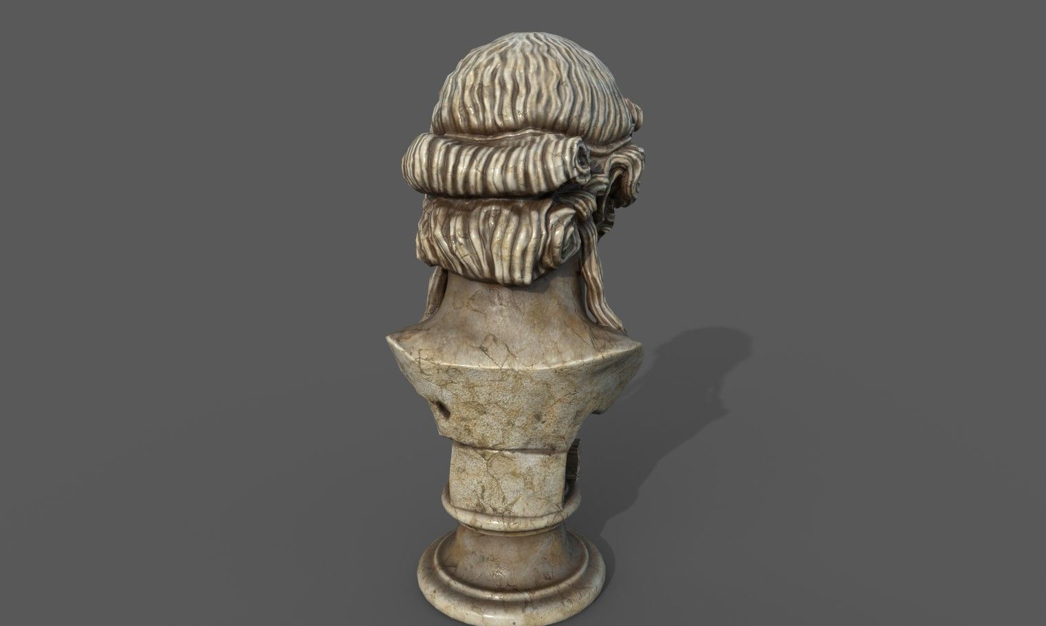 bust of Greek male - Antinous Mondragone Scan  Low-poly 3D model_16