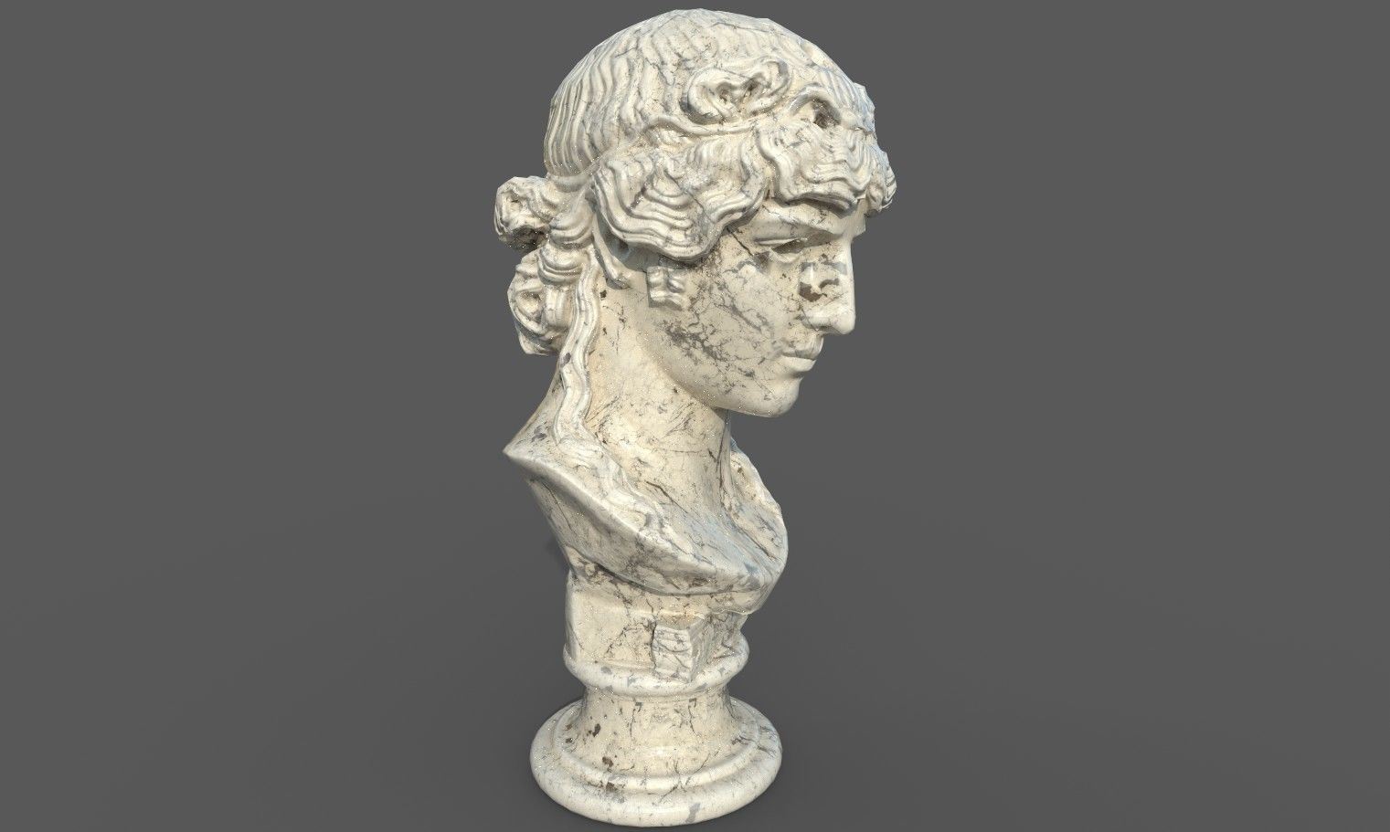 bust of Greek male - Antinous Mondragone Scan  Low-poly 3D model_29
