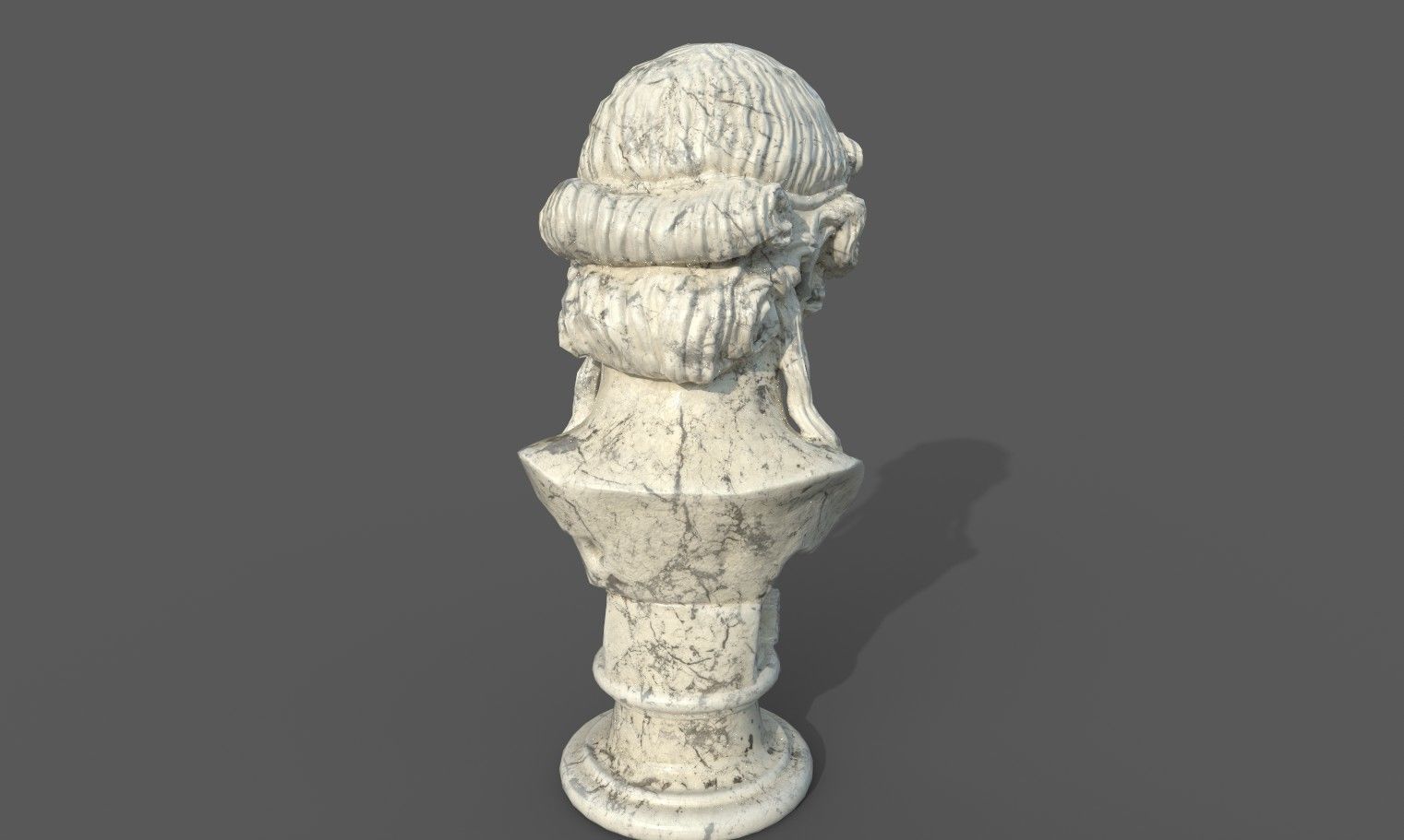 bust of Greek male - Antinous Mondragone Scan  Low-poly 3D model_25