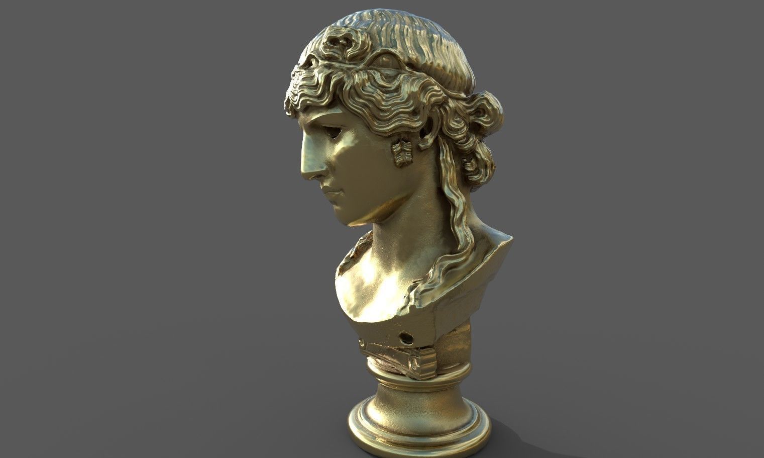 bust of Greek male - Antinous Mondragone Scan  Low-poly 3D model_36