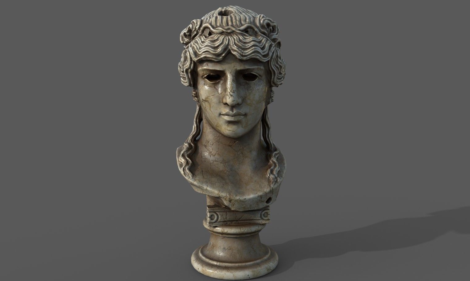 bust of Greek male - Antinous Mondragone Scan  Low-poly 3D model_22