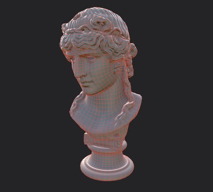 bust of Greek male - Antinous Mondragone Scan  Low-poly 3D model_41