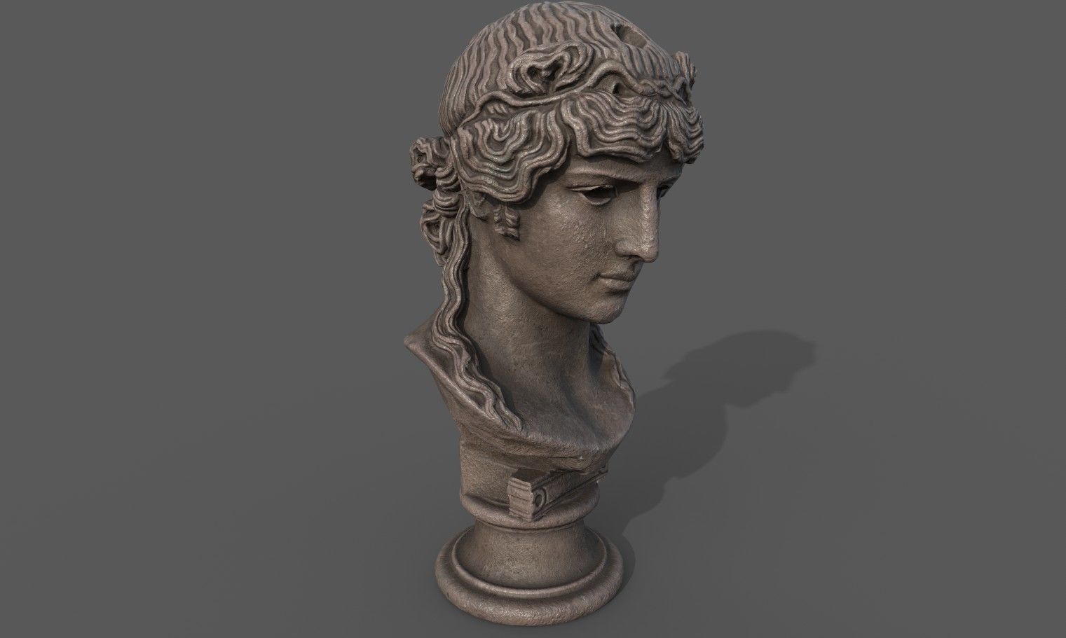 bust of Greek male - Antinous Mondragone Scan  Low-poly 3D model_1