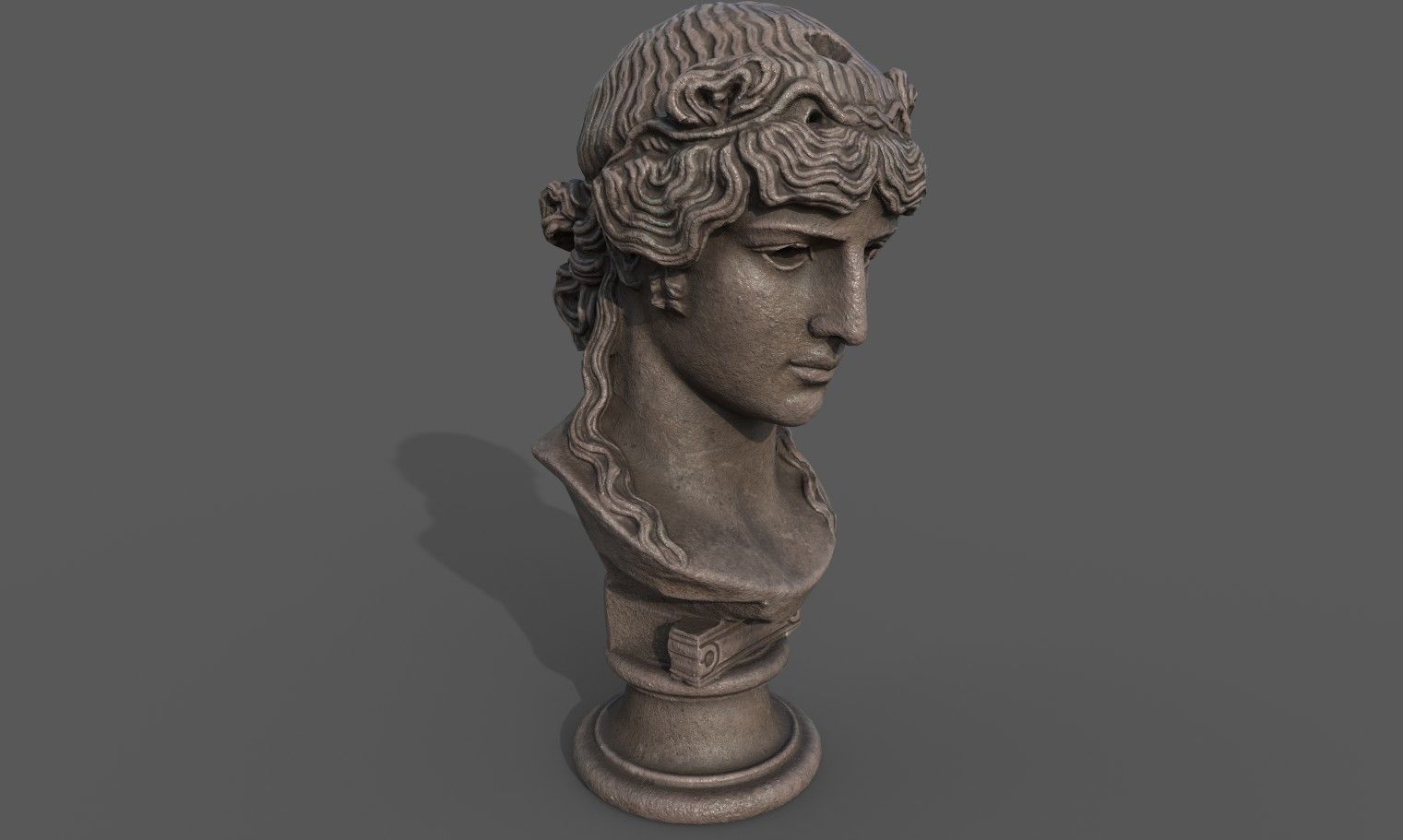 bust of Greek male - Antinous Mondragone Scan  Low-poly 3D model_2