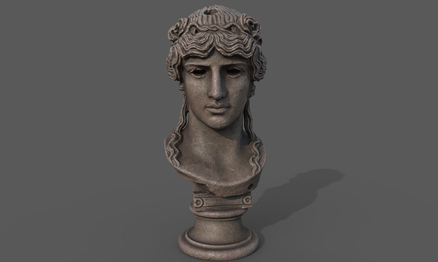 bust of Greek male - Antinous Mondragone Scan  Low-poly 3D model_9