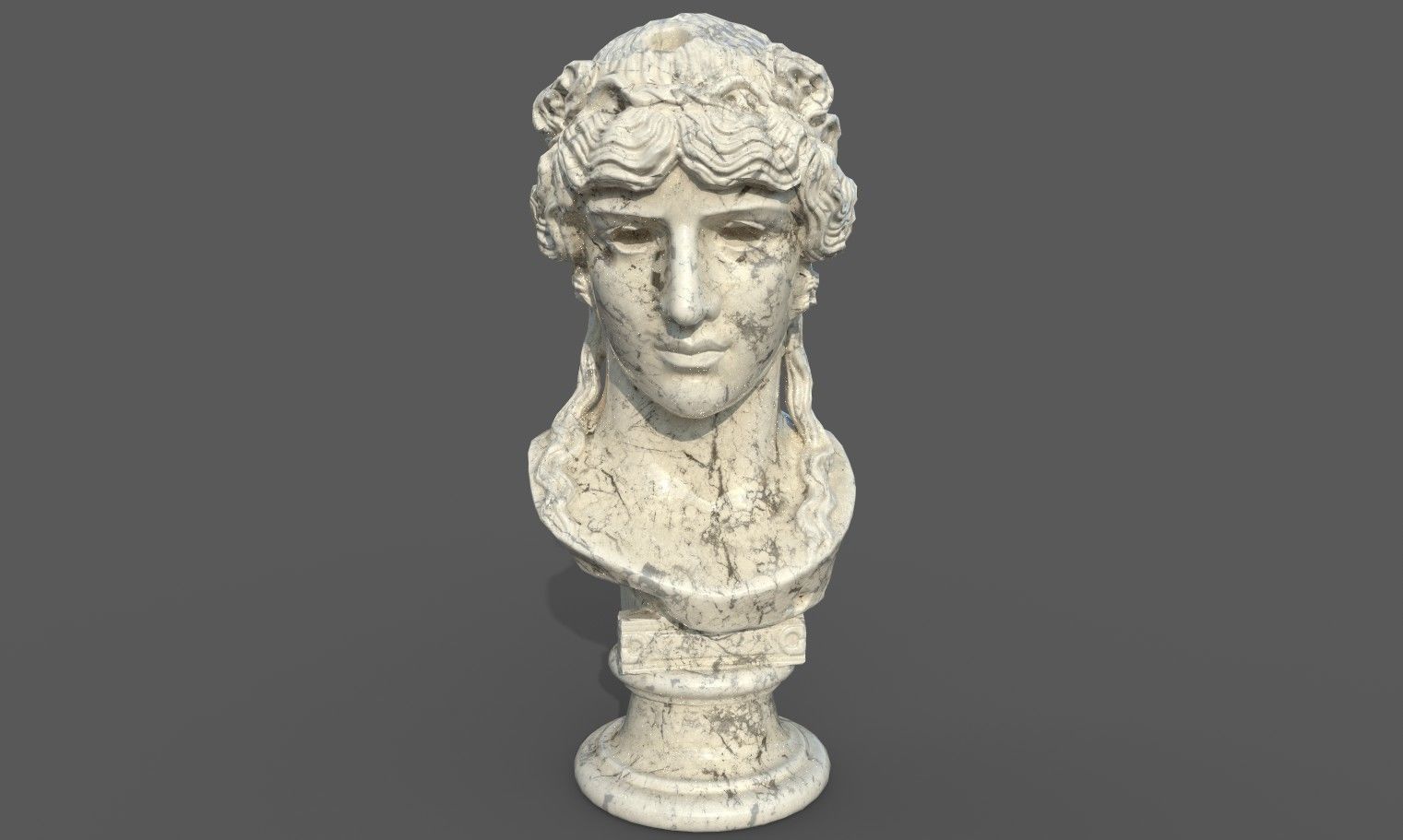 bust of Greek male - Antinous Mondragone Scan  Low-poly 3D model_32