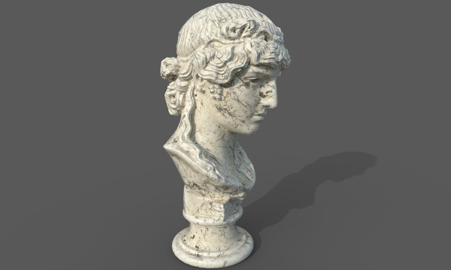 bust of Greek male - Antinous Mondragone Scan  Low-poly 3D model_27