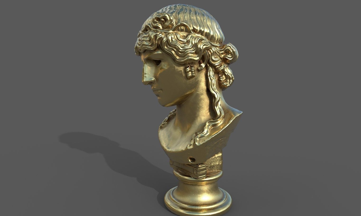 bust of Greek male - Antinous Mondragone Scan  Low-poly 3D model_35