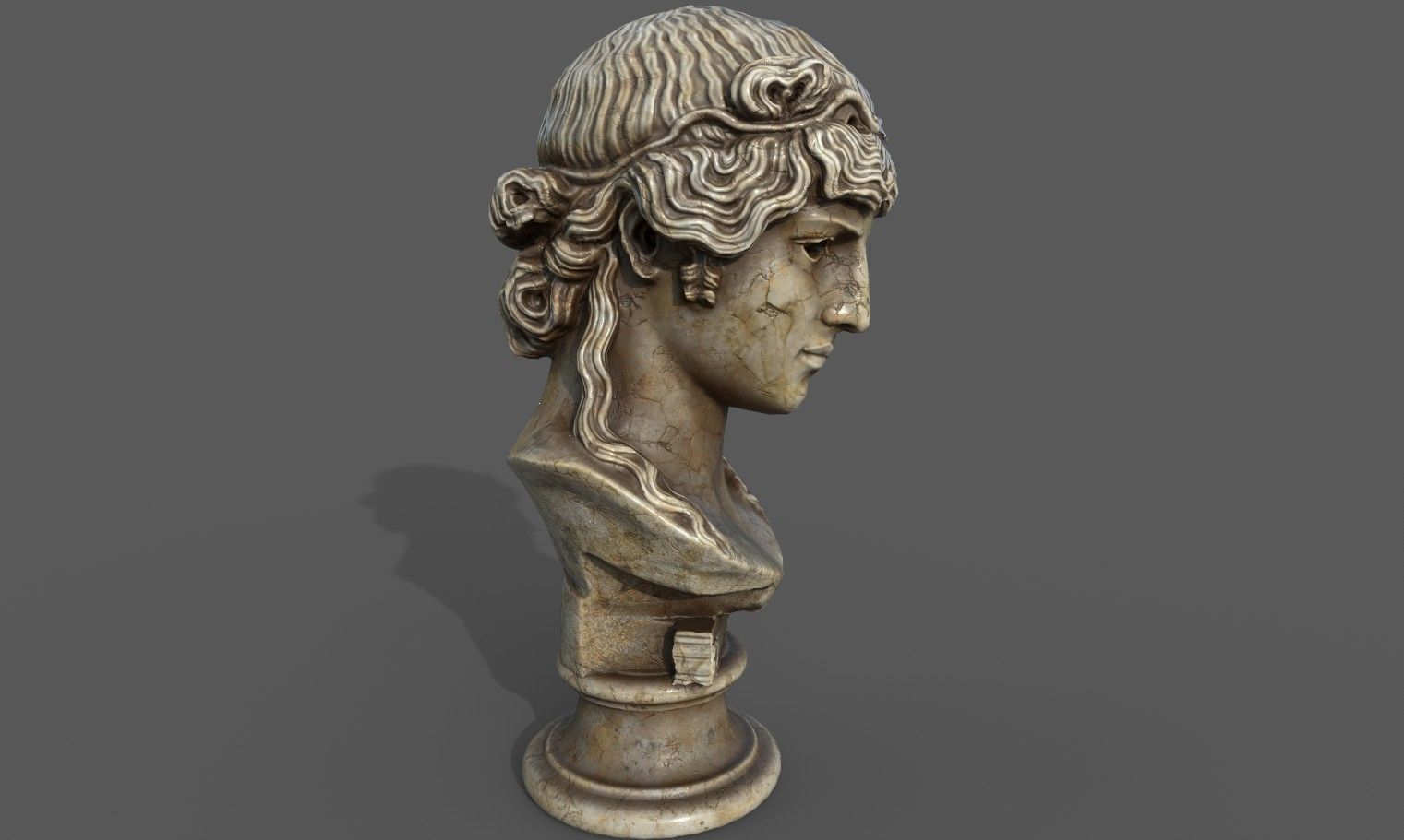 bust of Greek male - Antinous Mondragone Scan  Low-poly 3D model_19