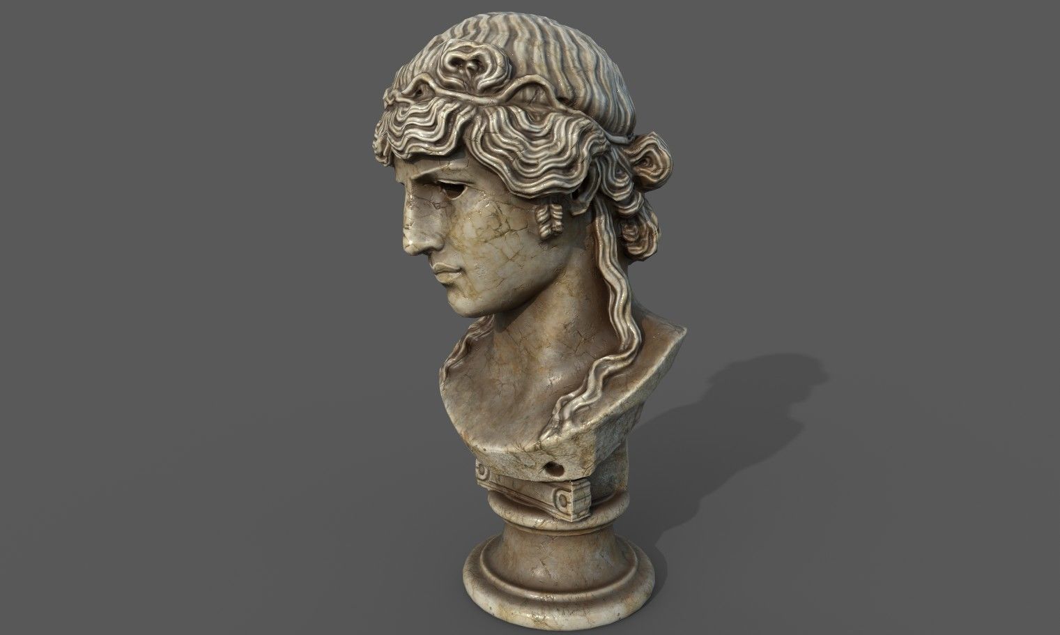 bust of Greek male - Antinous Mondragone Scan  Low-poly 3D model_15