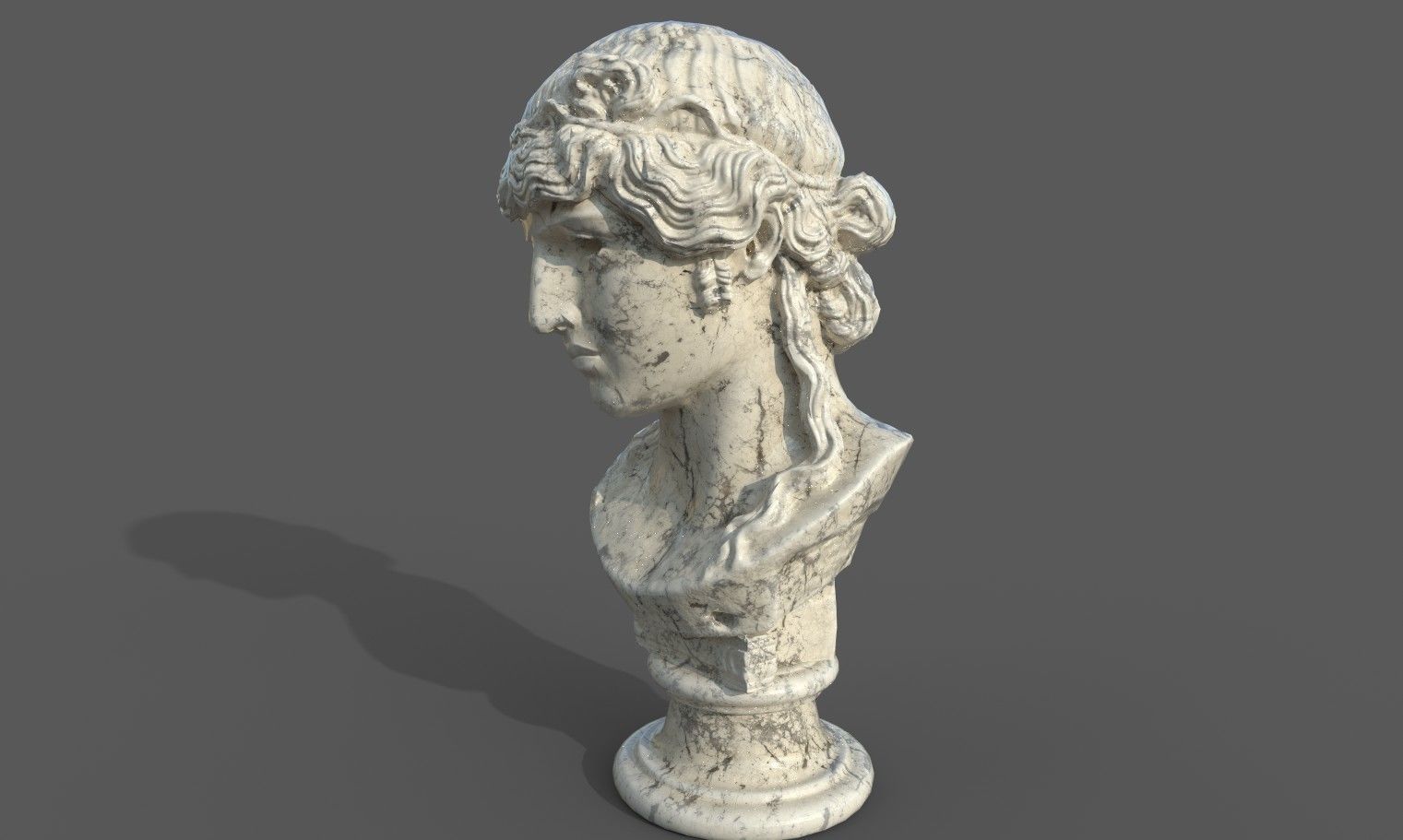 bust of Greek male - Antinous Mondragone Scan  Low-poly 3D model_34