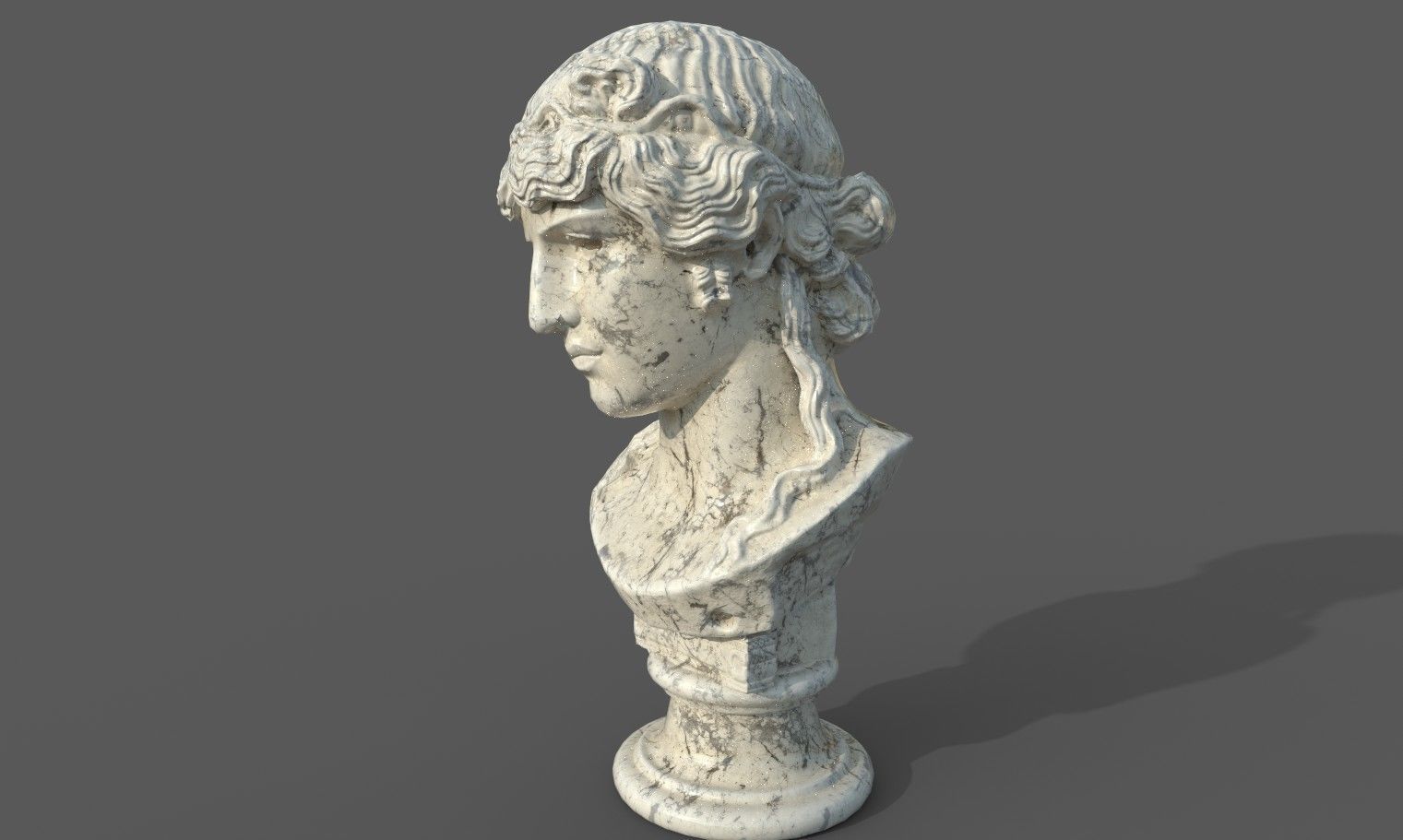 bust of Greek male - Antinous Mondragone Scan  Low-poly 3D model_33