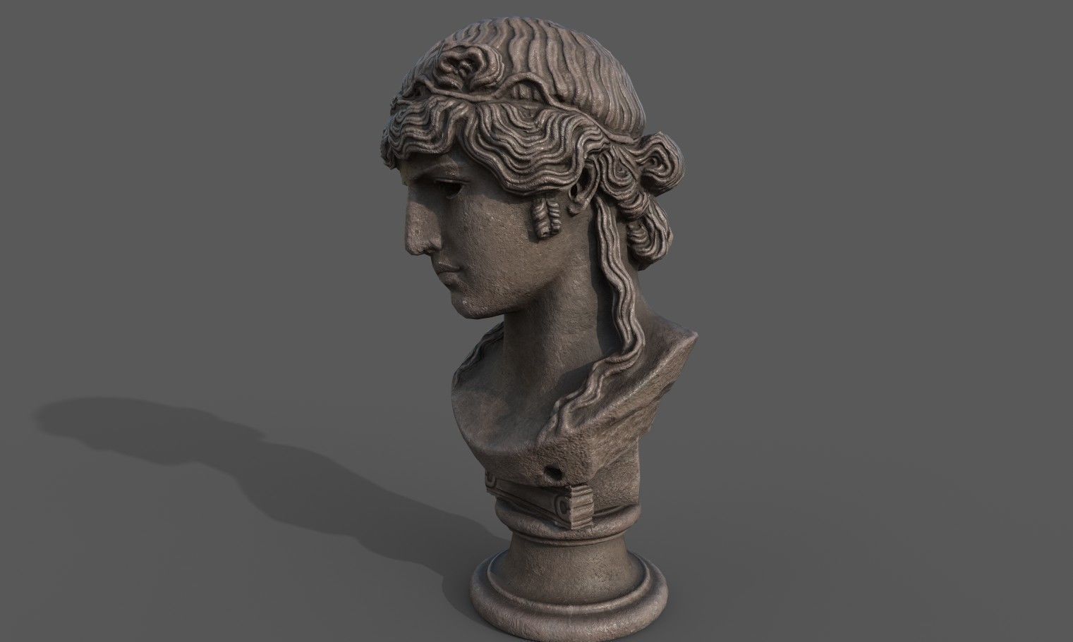 bust of Greek male - Antinous Mondragone Scan  Low-poly 3D model_4