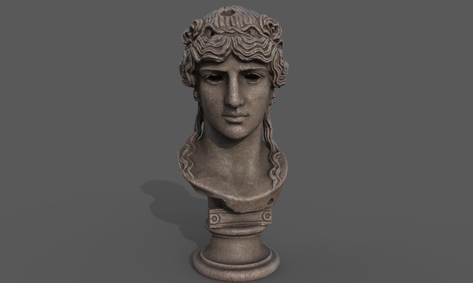 bust of Greek male - Antinous Mondragone Scan  Low-poly 3D model_7