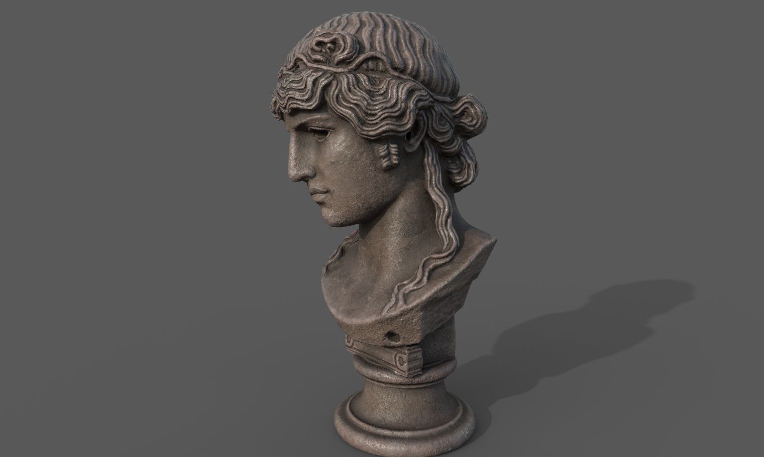 bust of Greek male - Antinous Mondragone Scan  Low-poly 3D model_5
