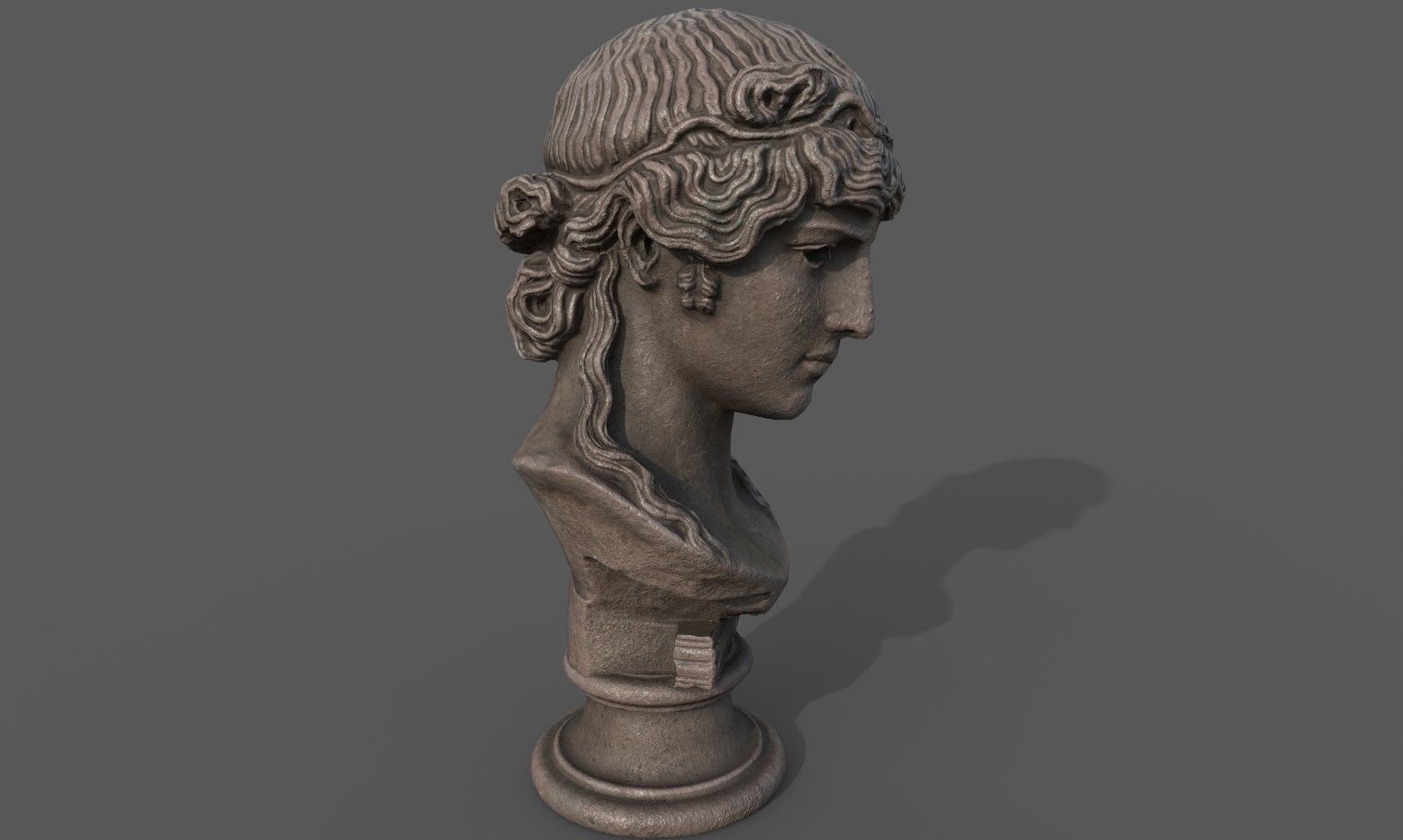 bust of Greek male - Antinous Mondragone Scan  Low-poly 3D model_11