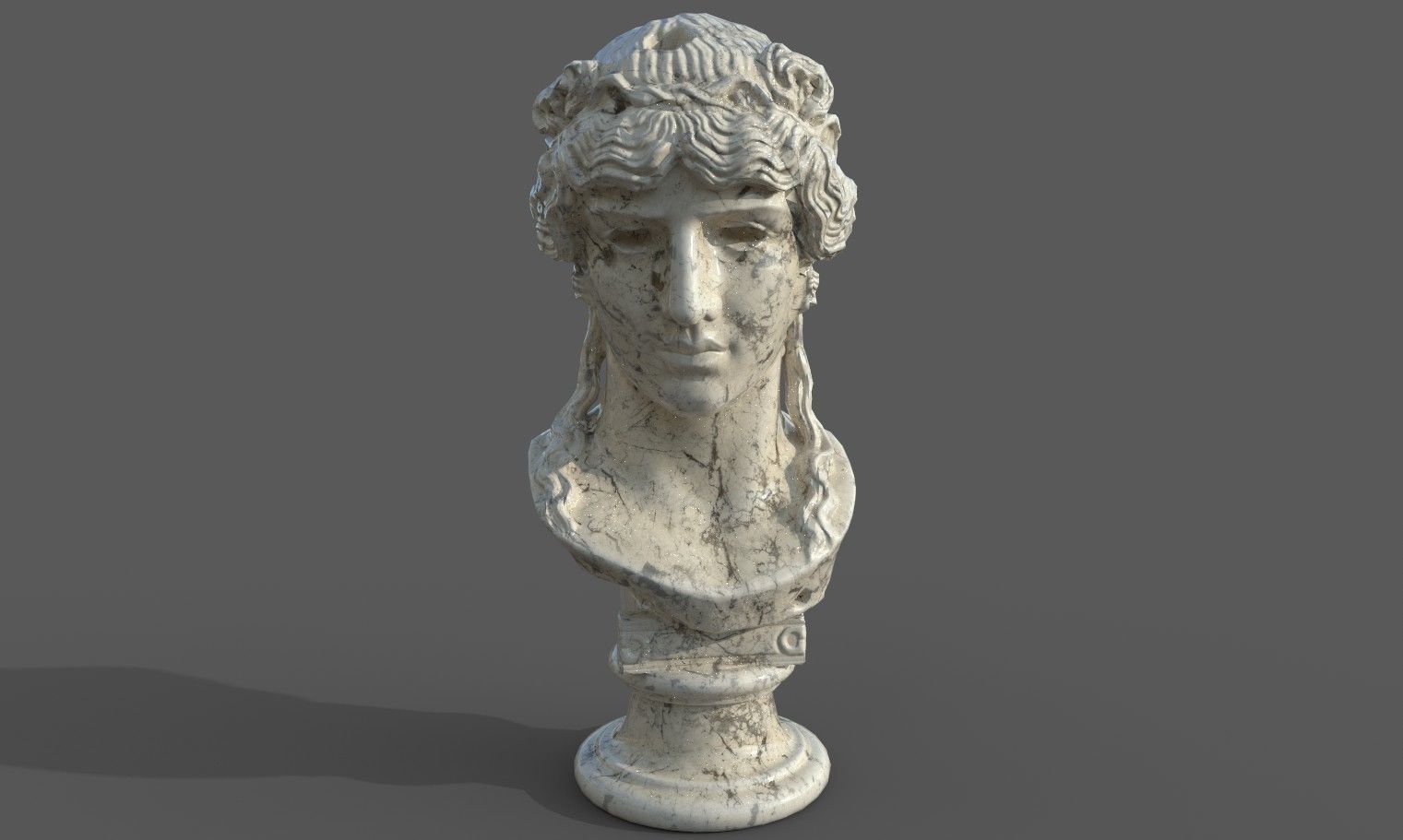 bust of Greek male - Antinous Mondragone Scan  Low-poly 3D model_31