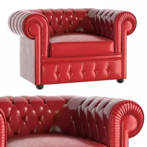 Classic Chair Red Leather 3D model