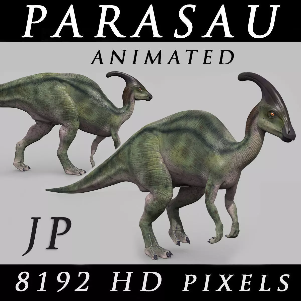 Parasaurolophus 8192 HD - 3d animated model Low-poly 3D model_0