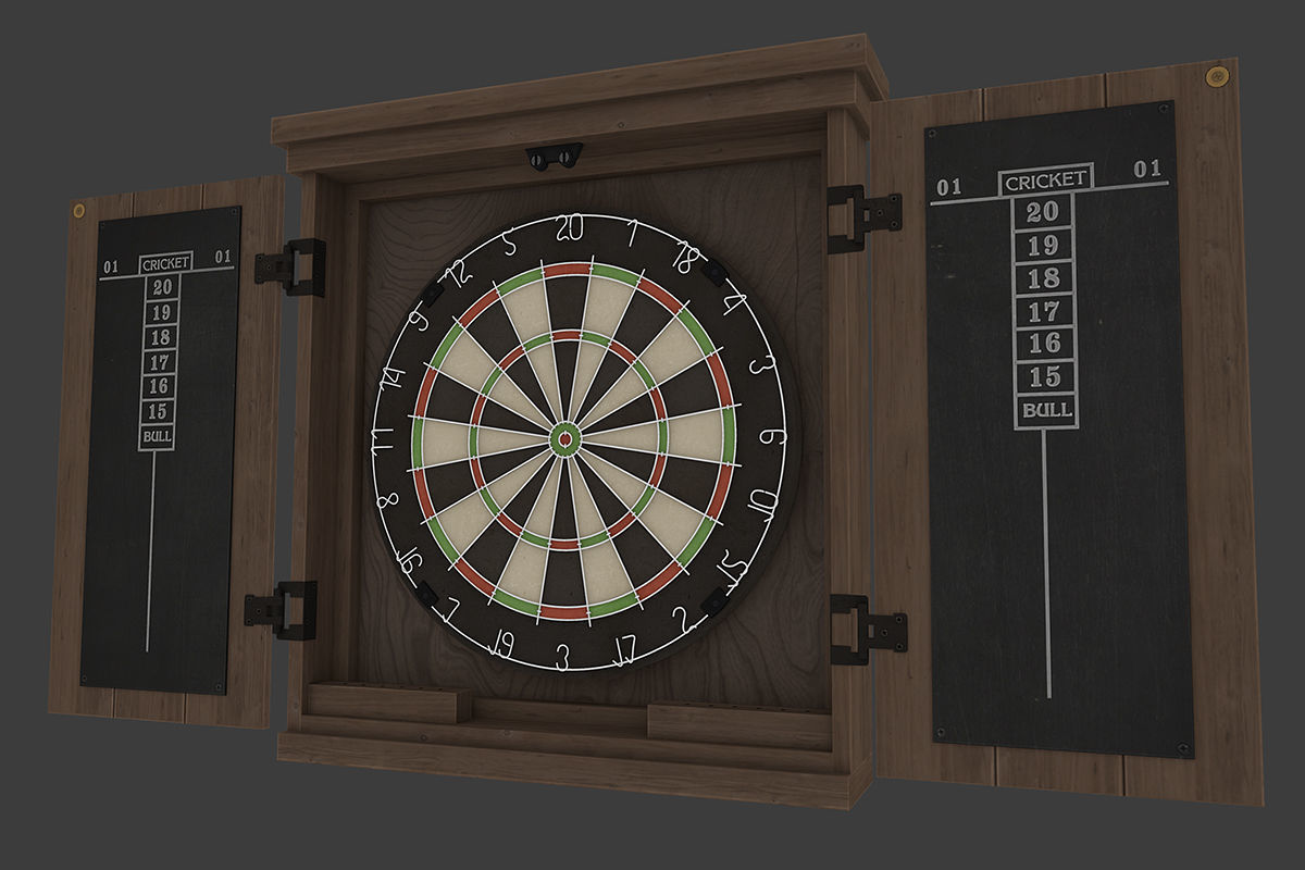 Darts dart board Low-poly 3D model_1