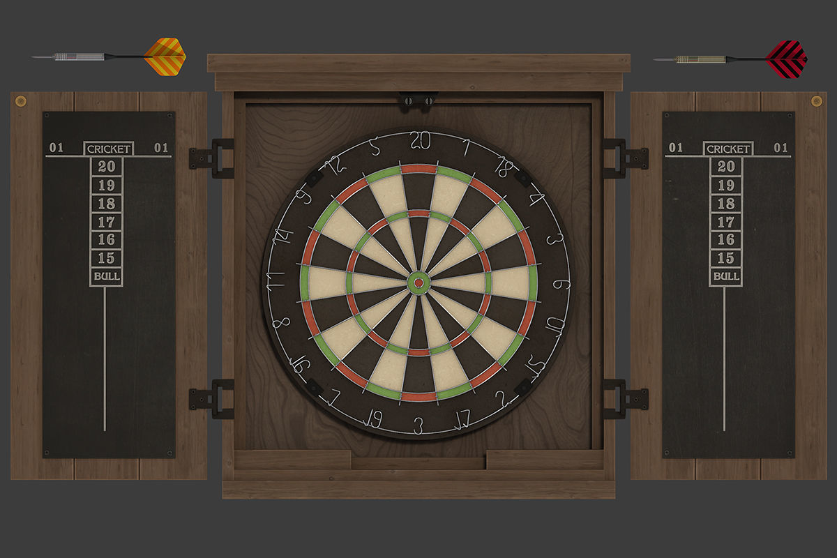 Darts dart board Low-poly 3D model_7