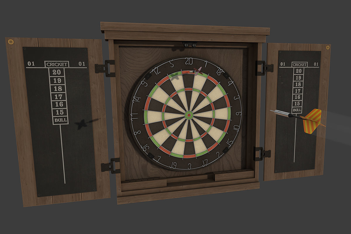 Darts dart board Low-poly 3D model_5