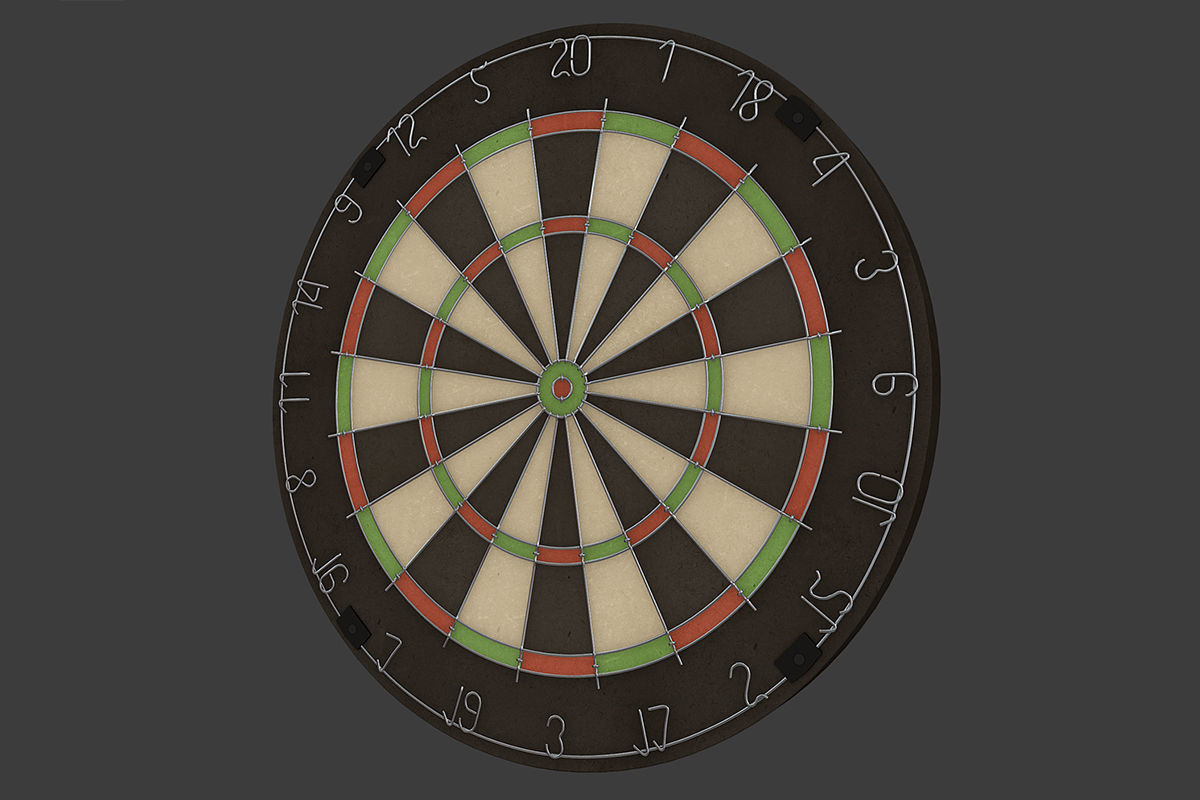 Darts dart board Low-poly 3D model_2