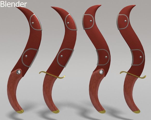 Curved Dagger Free low-poly 3D model