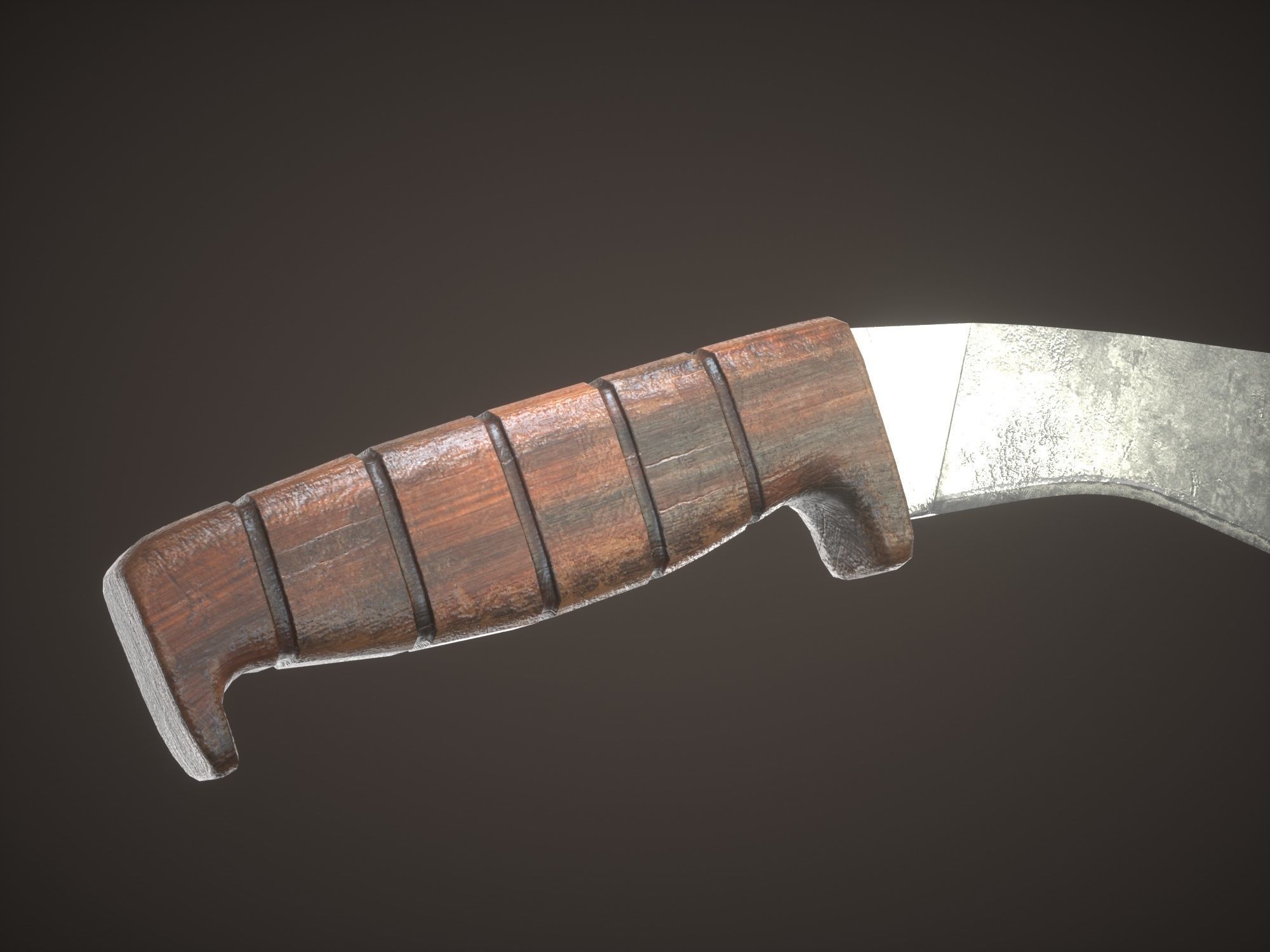 Kukri machete Low-poly 3D model_8