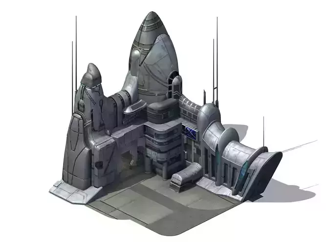 Sci Fi Building-Airport 01 3D model