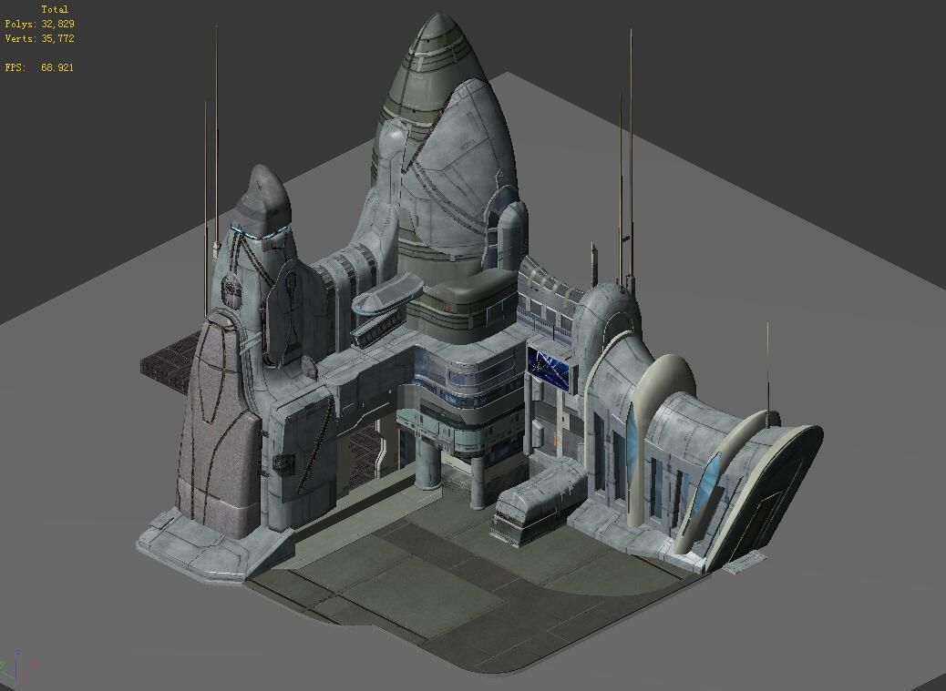 Sci Fi Building-Airport 01 3D model_2