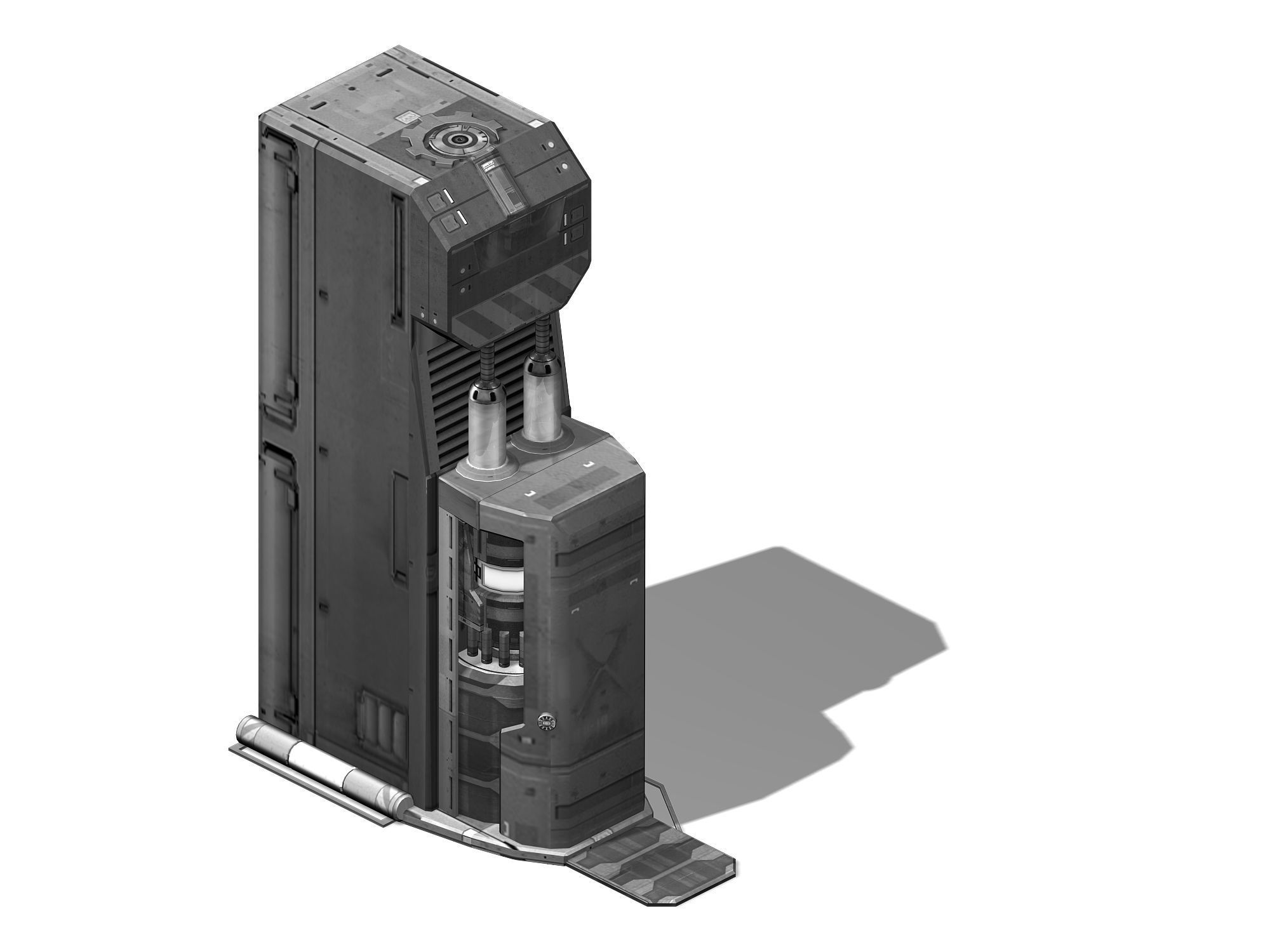 Sci Fi Building-connection wall 03 3D model_4