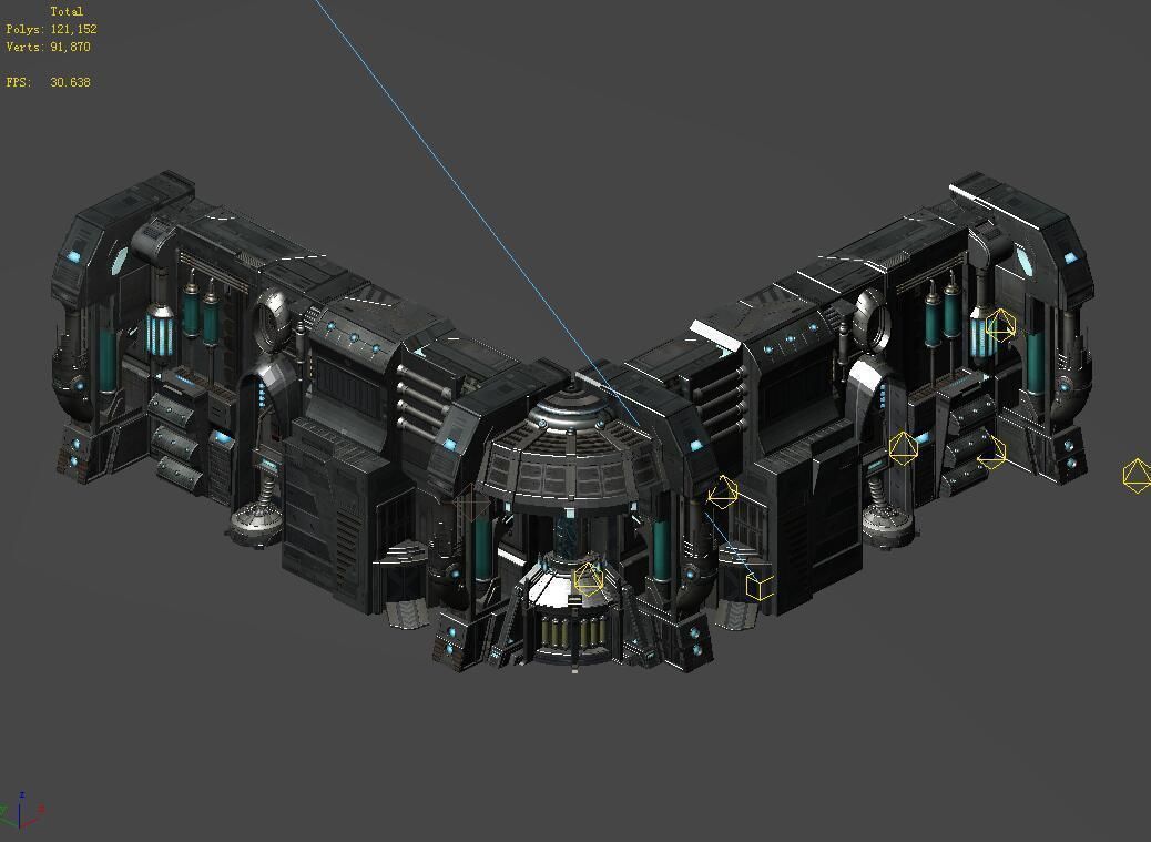 Sci Fi Building-connecting wall 08 3D model_1