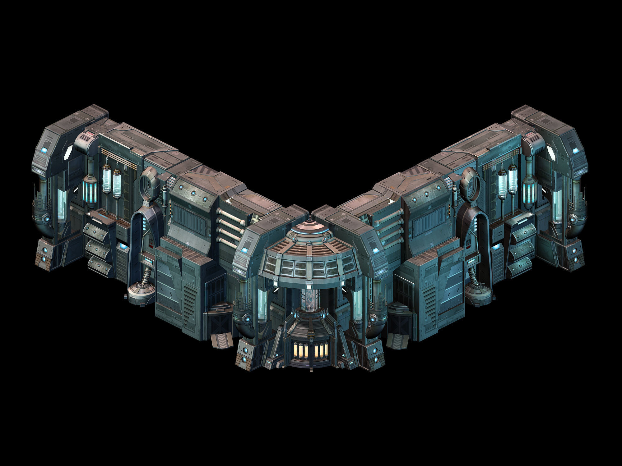 Sci Fi Building-connecting wall 08 3D model_3