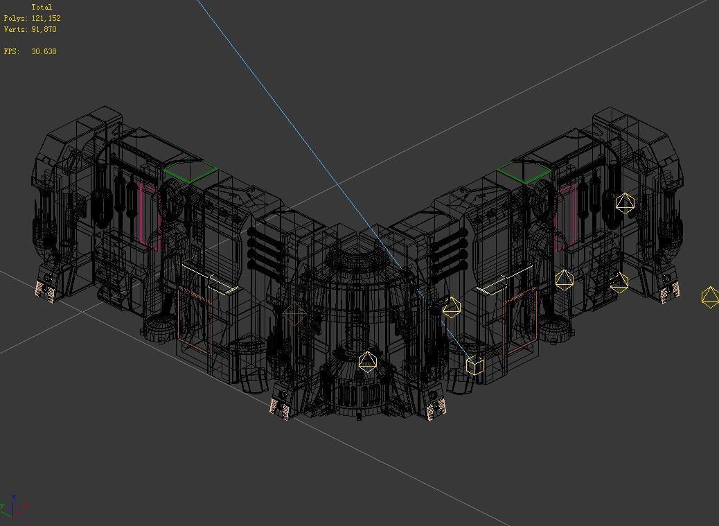 Sci Fi Building-connecting wall 08 3D model_2