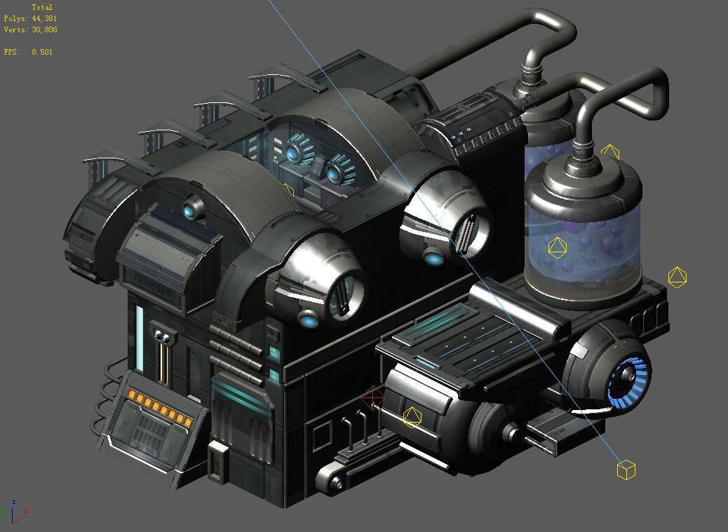 Sci Fi Building-Connection Wall 09 3D model_1