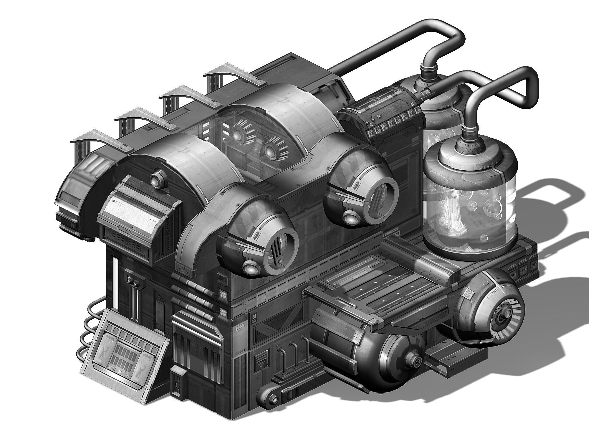 Sci Fi Building-Connection Wall 09 3D model_3