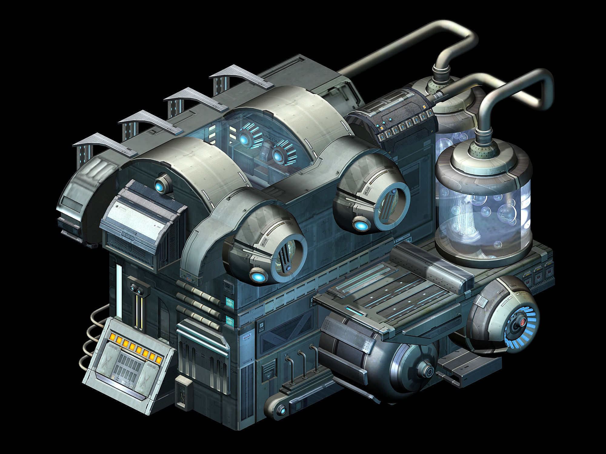 Sci Fi Building-Connection Wall 09 3D model_4