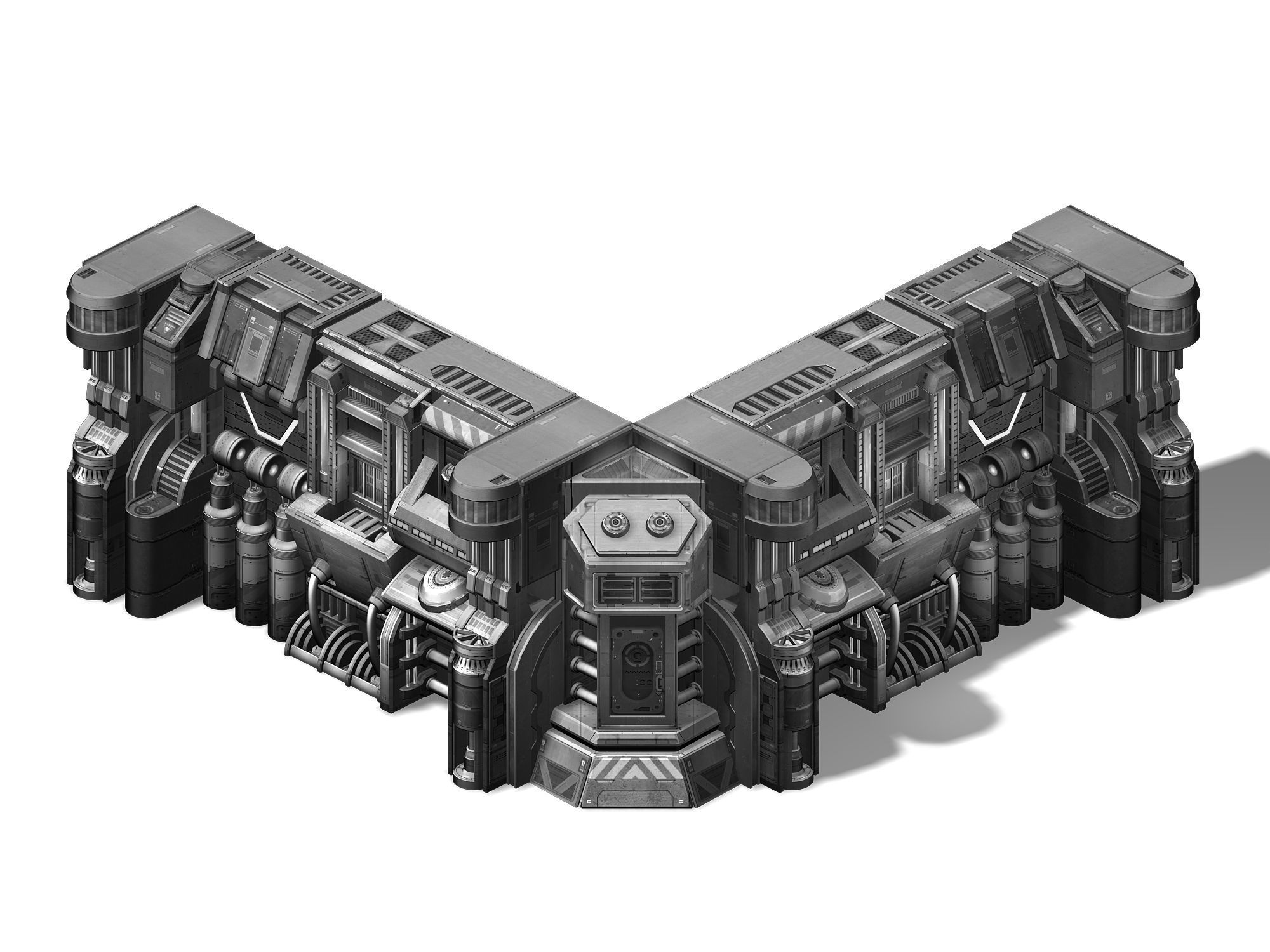 Sci Fi Building-connection wall 10 3D model_3