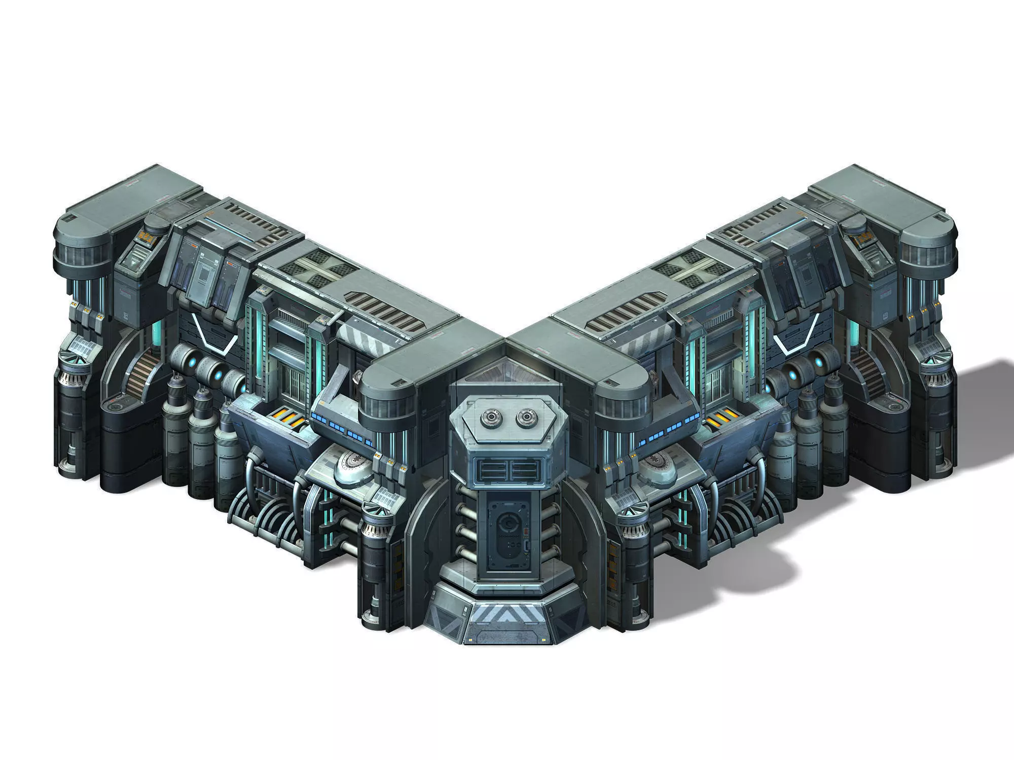 Sci Fi Building-connection wall 10 3D model_0