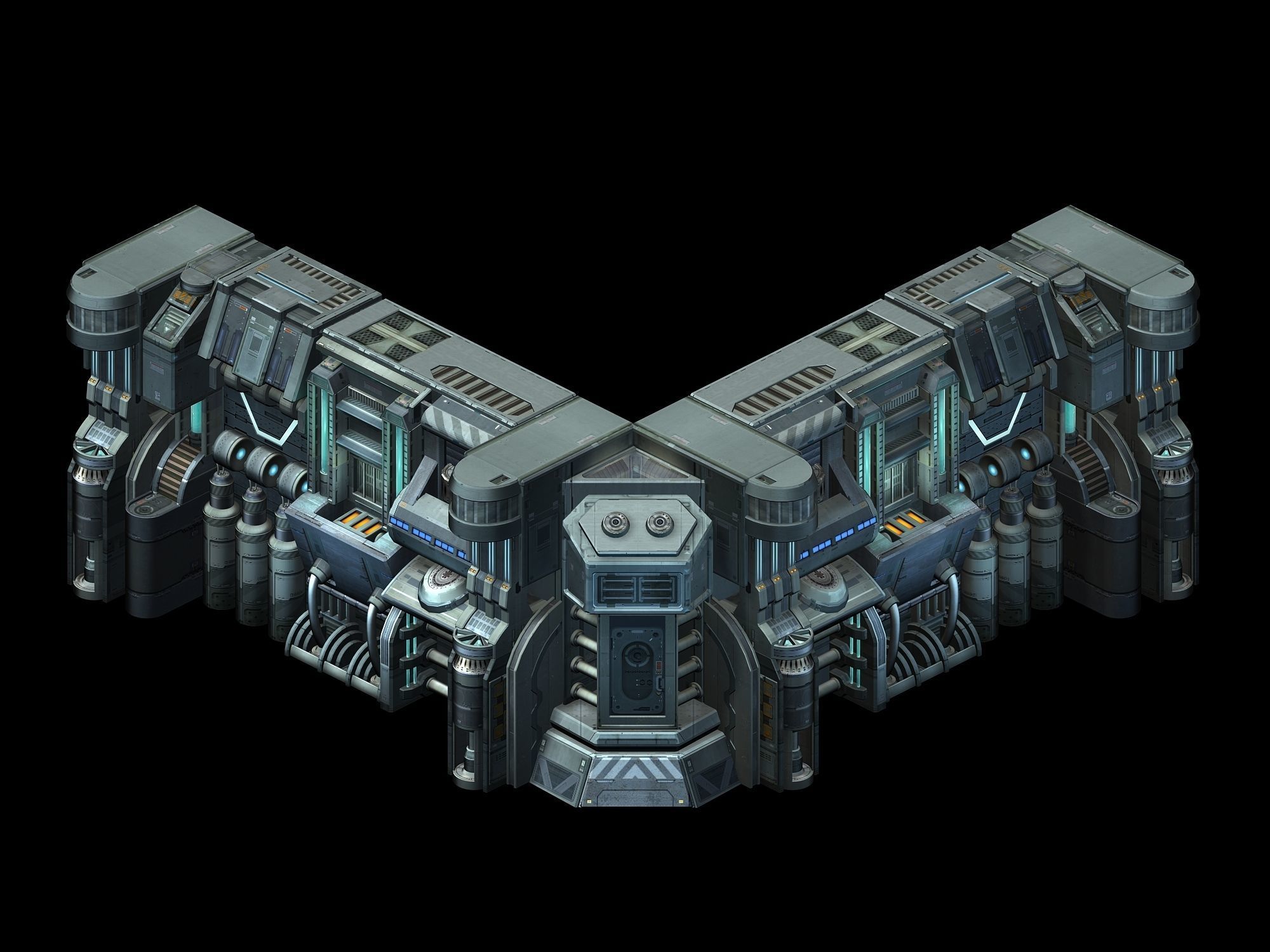 Sci Fi Building-connection wall 10 3D model_4