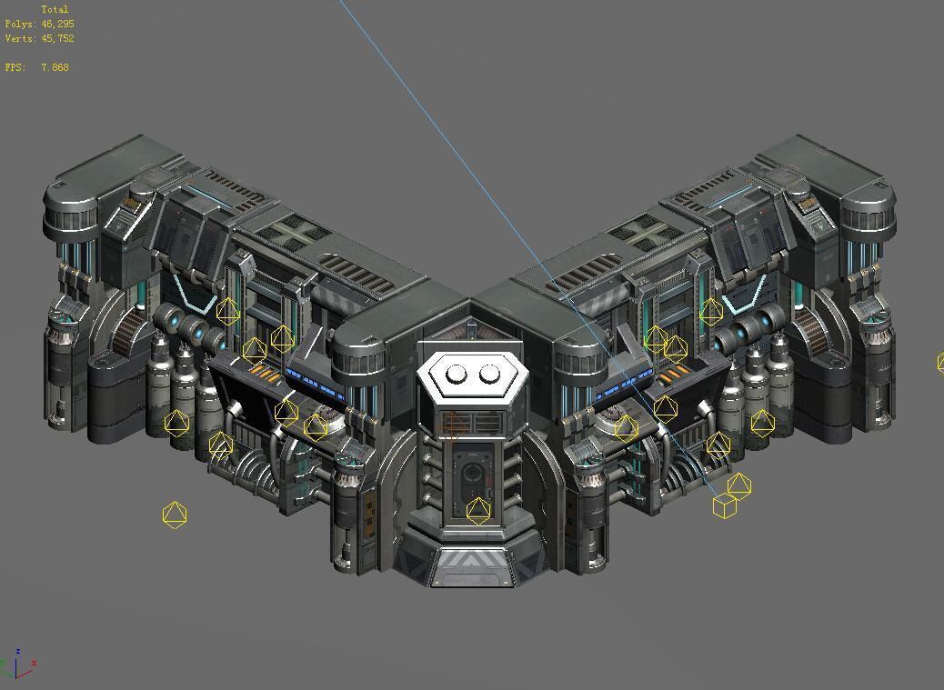 Sci Fi Building-connection wall 10 3D model_1