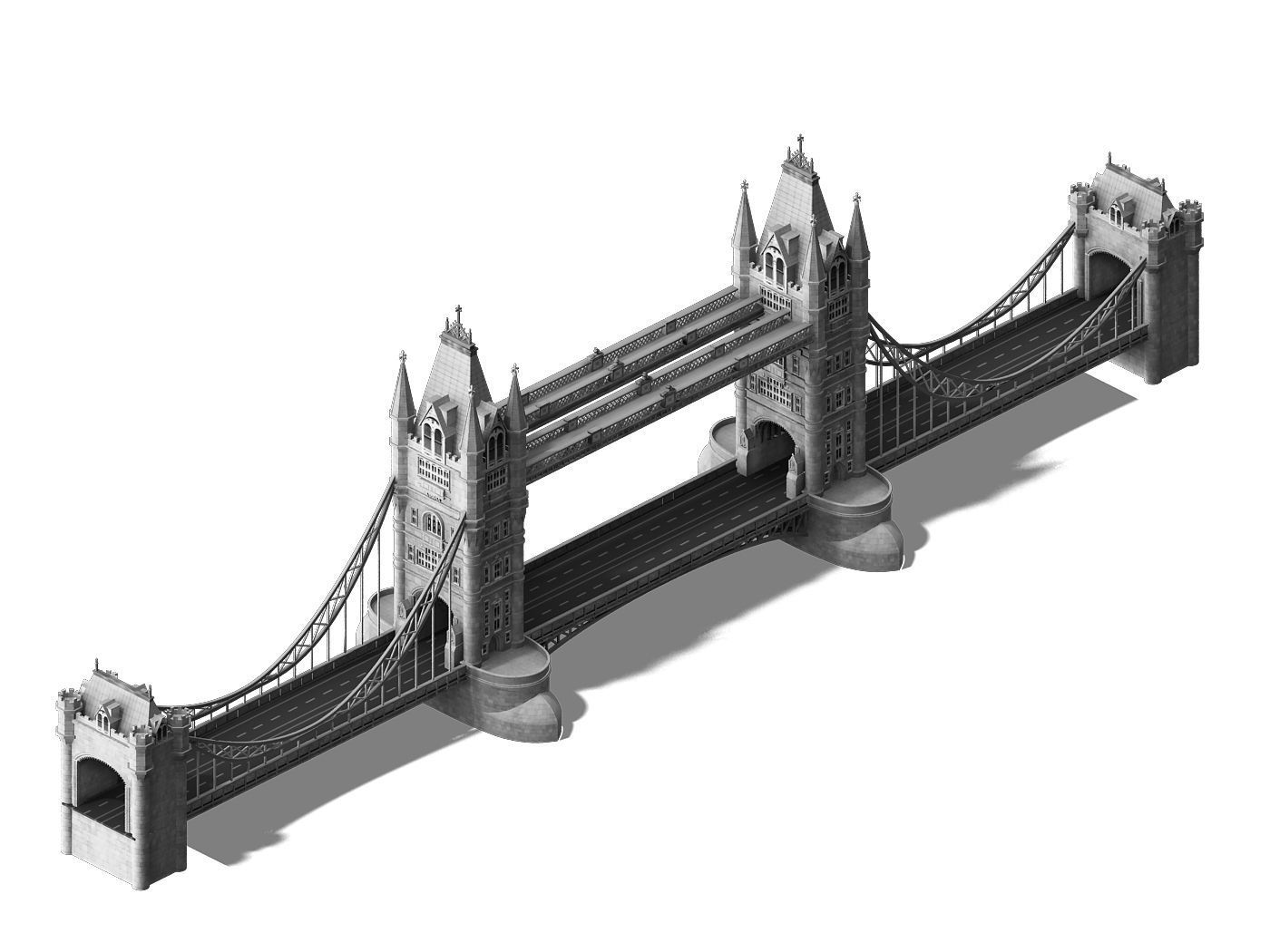 Sci Fi Building-London Tower Bridge 04 3D model_3