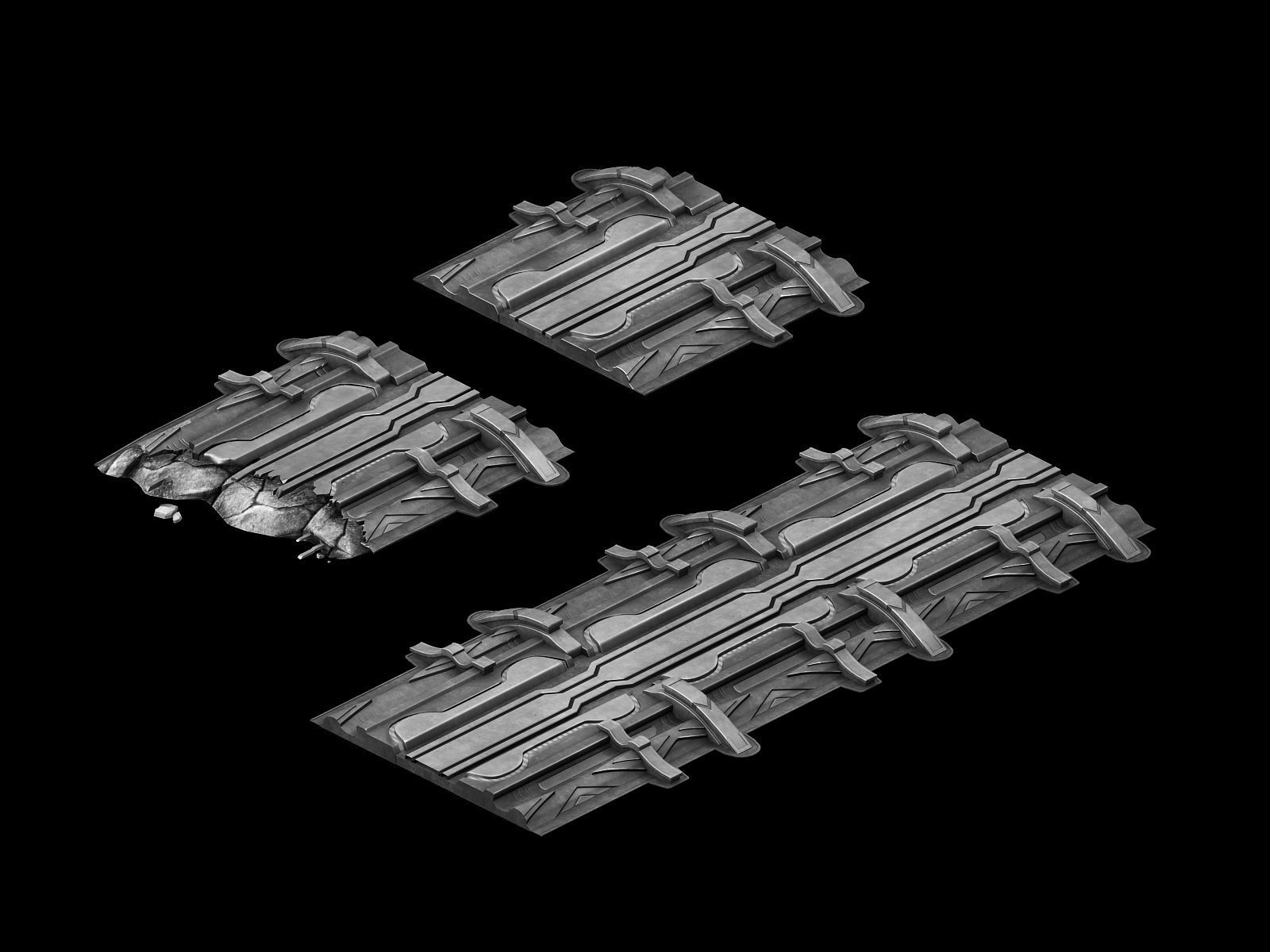 Mining field - maglev transport track 01 3D model_1